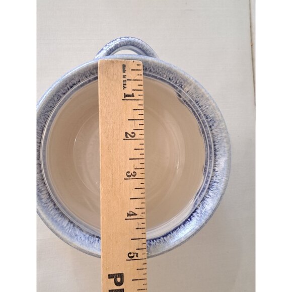 Signed Studio Art Pottery Knife Bowl For Dips & Spreads Blue & White Drip Glaze - Picture 9 of 10